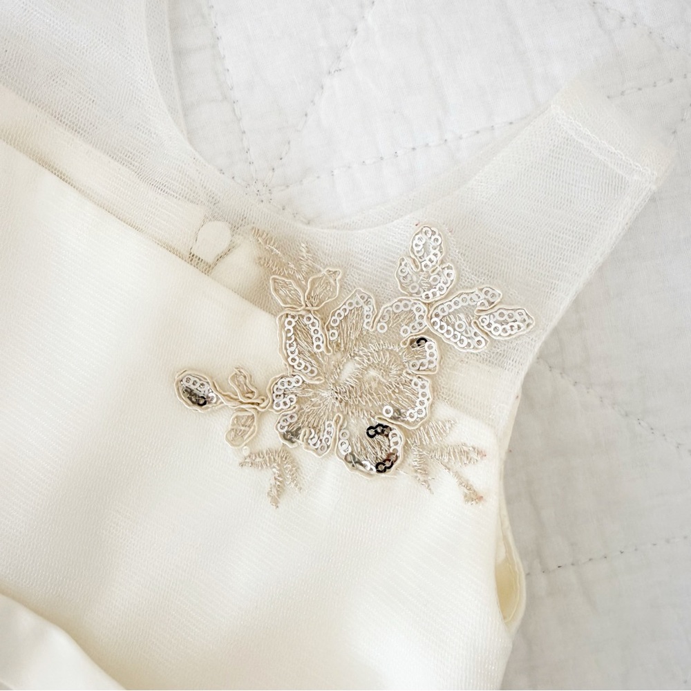 2T American Princess Kids Cream Silver Sequins Formal Dress - Picture 3 of 5